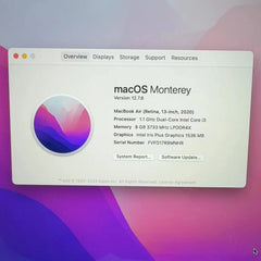 Apple MacBook Air 2020 13.3-Inch A2179 Intel Core i3 8GB RAM 256GB SSD Gold