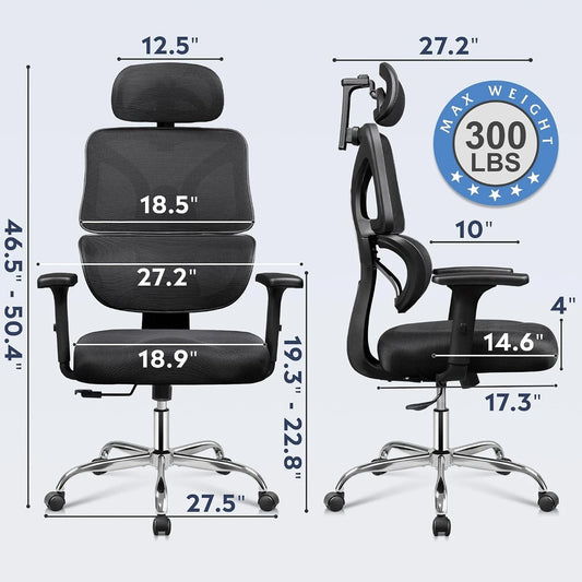 Big & Tall Ergonomic Office Chair – Reclining Heavy-Duty Desk Chair for Long Hours