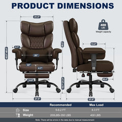 Big & Tall Executive Office Chair with Footrest – High Back Ergonomic Desk Chair