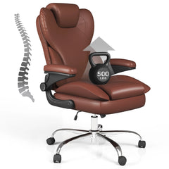 Big & Tall Leather Office Chair – Ergonomic Computer Desk Chair with Back Support