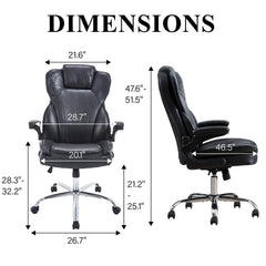 Big & Tall Leather Office Chair – Ergonomic Computer Desk Chair with Back Support