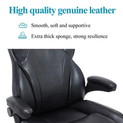 Big & Tall Leather Office Chair – Ergonomic Computer Desk Chair with Back Support