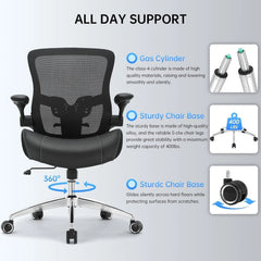 Big & Tall Office Chair 400 lbs – Ergonomic Mesh Desk Chair with High Back, Black