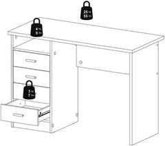 Black Woodgrain Desk with 4 Drawers – Stylish Home Office & Computer Desk