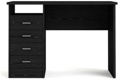 Black Woodgrain Desk with 4 Drawers – Stylish Home Office & Computer Desk