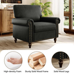 Mid-Century Modern Accent Chair, Upholstered Living Room Armchair, Easy Assembly
