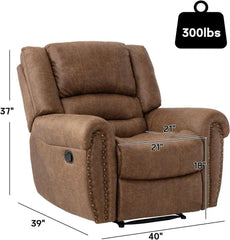 CANMOV Leather Manual Recliner Chair – Classic Breathable Upholstered Reclining Sofa Chair