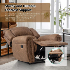 CANMOV Leather Manual Recliner Chair – Classic Breathable Upholstered Reclining Sofa Chair
