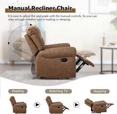 CANMOV Leather Manual Recliner Chair – Classic Breathable Upholstered Reclining Sofa Chair