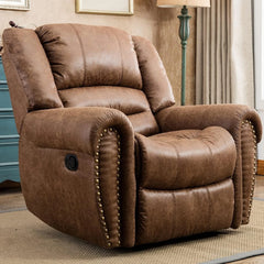 CANMOV Leather Recliner Chair – Classic Traditional Manual Reclining Sofa Chair