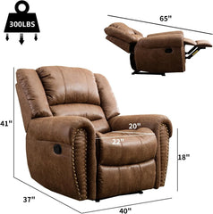 CANMOV Leather Recliner Chair – Classic Traditional Manual Reclining Sofa Chair