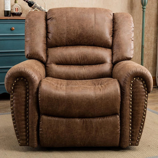 CANMOV Leather Recliner Chair – Classic Traditional Manual Reclining Sofa Chair
