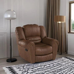 CANMOV Leather Recliner Chair – Classic Traditional Manual Reclining Sofa Chair