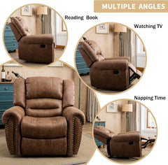 CANMOV Leather Recliner Chair – Classic Traditional Manual Reclining Sofa Chair