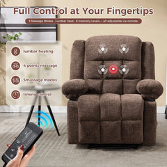 CANMOV Manual Recliner Chair – Massage & Heat Recliner with Cup Holders