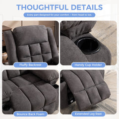 CANMOV Massage Recliner Chair with Heat, Manual Reclining Chair with Cup Holders