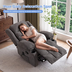 CANMOV Massage Recliner Chair with Heat, Manual Reclining Chair with Cup Holders