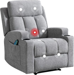CANMOV Massage Recliner Chair with Heat, Manual Reclining Chair with Cup Holders for Living Room