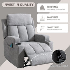 CANMOV Massage Recliner Chair with Heat, Manual Reclining Chair with Cup Holders for Living Room