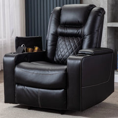 CANMOV Power Recliner Chair, PU Leather Electric Reclining Chair with USB Ports & Cup Holders