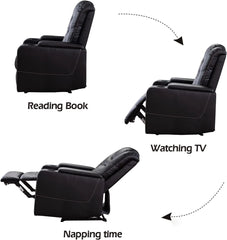 CANMOV Power Recliner Chair, PU Leather Electric Reclining Chair with USB Ports & Cup Holders