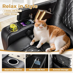 CANMOV Power Recliner Chair with USB Ports & Cup Holders, Home Theater Seating