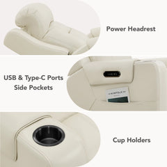 CHITA Genuine Leather Power Recliner Chair for Adults, Lay Flat Electric Recliner