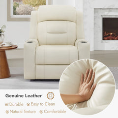 CHITA Genuine Leather Power Recliner Chair for Adults, Lay Flat Electric Recliner