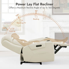 CHITA Genuine Leather Power Recliner Chair for Adults, Lay Flat Electric Recliner