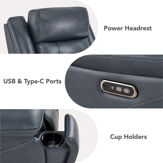 CHITA Genuine Leather Wall Hugger Recliner Chair with Headrest & Cup Holders