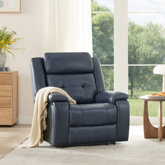 CHITA Genuine Leather Wall Hugger Recliner Chair with Headrest & Cup Holders