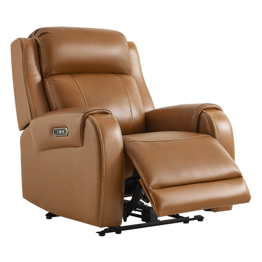 CHITA Genuine Leather Power Recliner Wall Hugger with Power Headrest, USB & Type-C