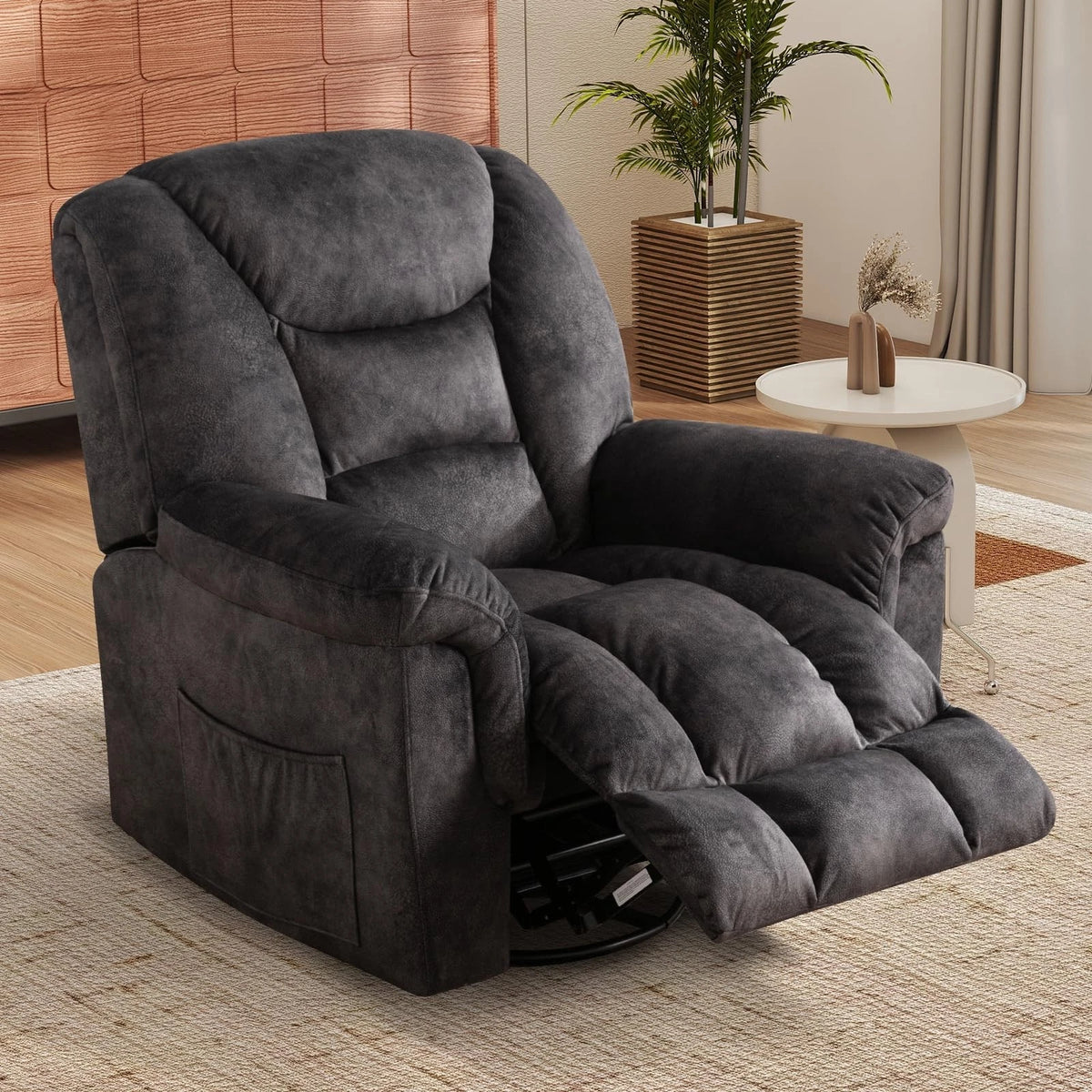 Canmov 360° Swivel Rocker Recliner Chair, Manual Nursing Recliner with Hidden Switch