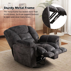 Canmov 360° Swivel Rocker Recliner Chair, Manual Nursing Recliner with Hidden Switch