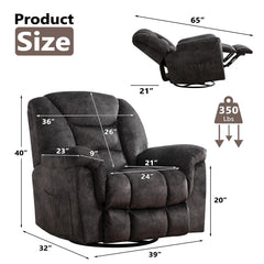 Canmov 360° Swivel Rocker Recliner Chair, Manual Nursing Recliner with Hidden Switch