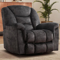 Canmov 360° Swivel Rocker Recliner Chair, Manual Nursing Recliner with Hidden Switch