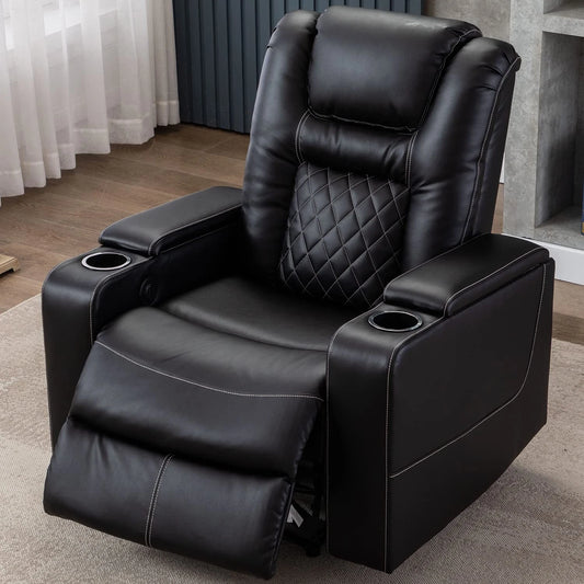 Canmov Breathable Leather Power Recliner Chair with USB Ports & Cup Holders