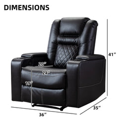 Canmov Breathable Leather Power Recliner Chair with USB Ports & Cup Holders