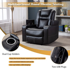 Canmov Breathable Leather Power Recliner Chair with USB Ports & Cup Holders