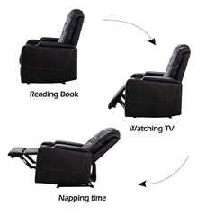 Canmov Breathable Leather Power Recliner Chair with USB Ports & Cup Holders