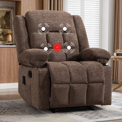 Canmov Brown Manual Recliner Chair with Vibration Massage & Lumbar Heating