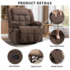 Canmov Brown Manual Recliner Chair with Vibration Massage & Lumbar Heating