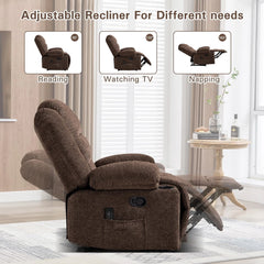 Canmov Brown Manual Recliner Chair with Vibration Massage & Lumbar Heating