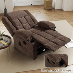 Canmov Brown Manual Recliner Chair with Vibration Massage & Lumbar Heating