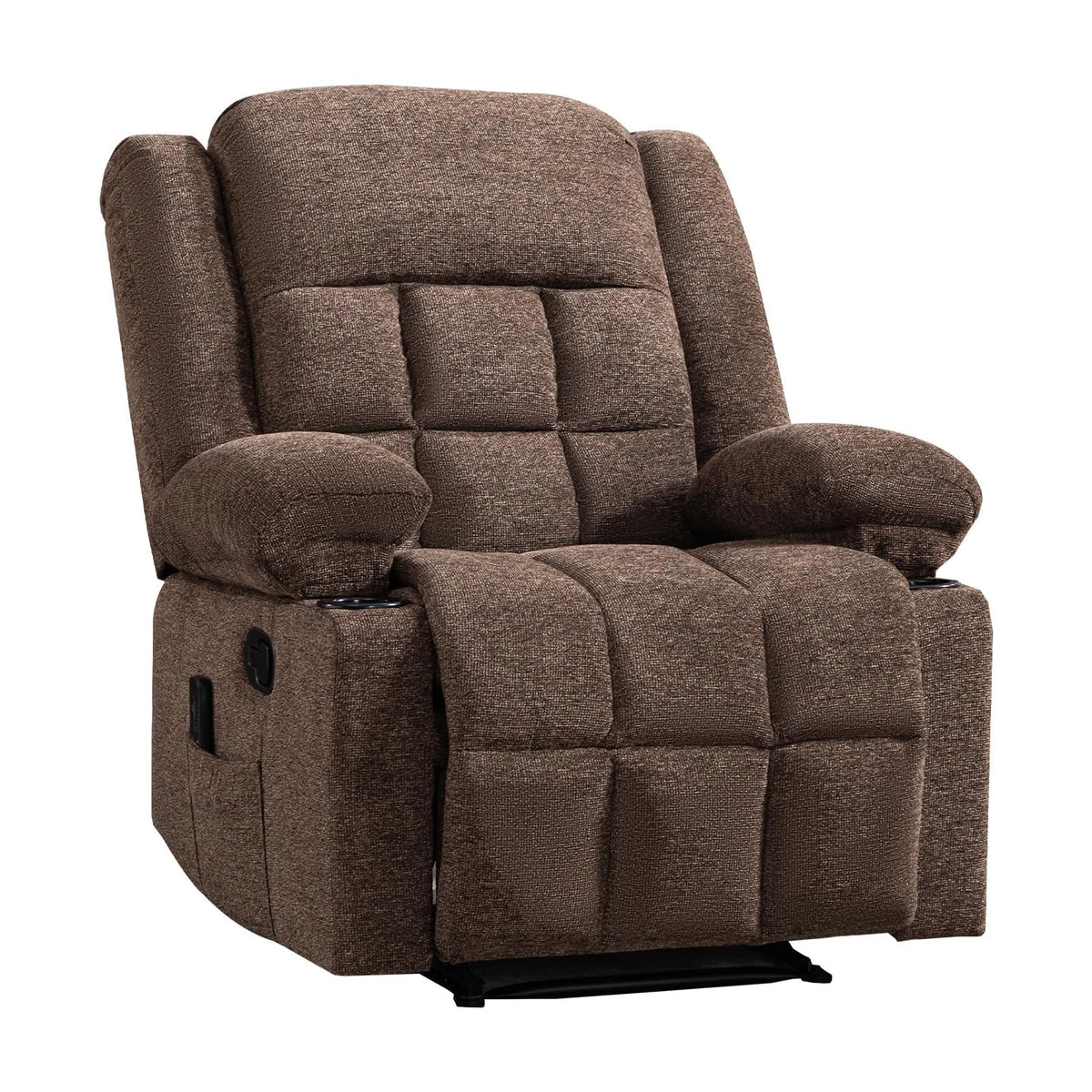 Canmov Brown Manual Recliner Chair with Vibration Massage & Lumbar Heating