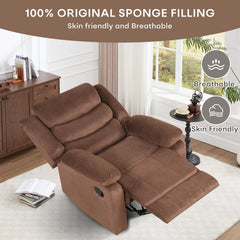 Canmov Fabric Manual Recliner Chair, Upholstered Single Sofa Chair with Armrests