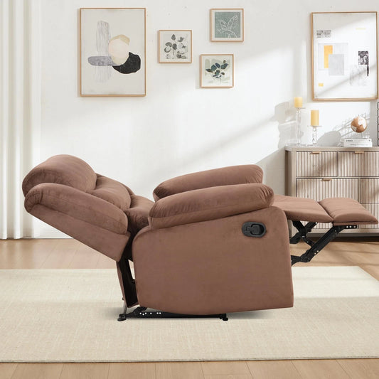 Canmov Fabric Manual Recliner Chair, Upholstered Single Sofa Chair with Armrests