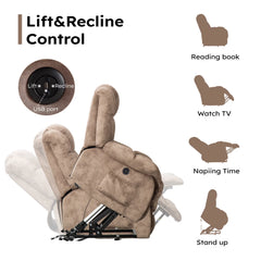 Canmov Heavy Duty Power Lift Recliner Chair for Elderly, Electric Lift Assist Recliner with Safety Motion
