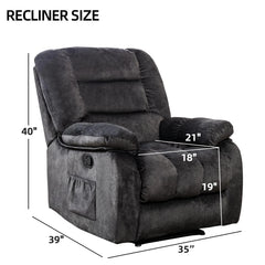 Canmov Manual Recliner Chair with Vibration Massage & Heat, Soft Fabric Lounge Chair