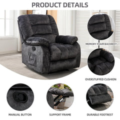 Canmov Manual Recliner Chair with Vibration Massage & Heat, Soft Fabric Lounge Chair